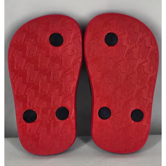 POLO RALPH LAUREN RARE TODDLER THONG FOAM FLIP FLOPS BLUE / RED / WHITE SIZE 5-6 - Picture 8 of 10